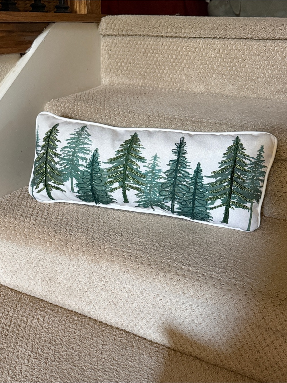 Festive Evergreen Tree Lumbar Pillow - Green